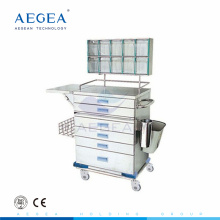 AG-AT015 CE ISO Color steel medical multi size drawers nurse instrument anesthesia trolley